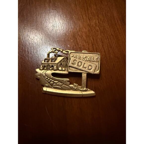Vintage Gold Tone Real Estate Pin - Sales, 80/90s - Picture 1 of 6
